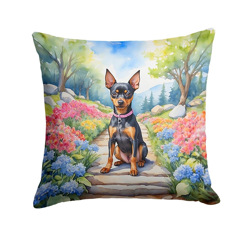 6070 Spring Path Throw Pillow, 18Hx18W, Miniature Pinscher 6673